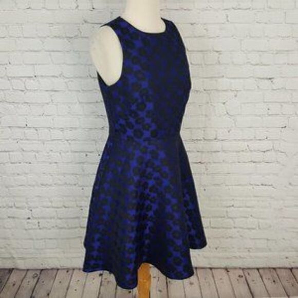 CECE Selena Leopard Blue Black Sleeveless Dress 4 - Picture 3 of 8